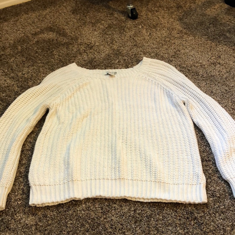 white knit sweater